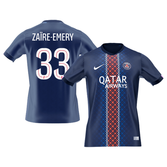 Calidad Premium Camiseta ZAïRE EMERY #33 PSG 2025/26 Primera Equipación -Versión Hincha