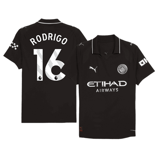Camiseta Auténtica RODRIGO #16 Manchester City 2025/26 Segunda Equipación-Versión Jugador