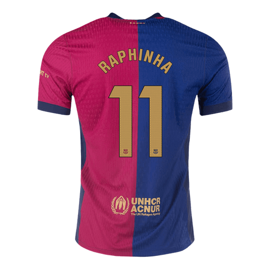 Camiseta RAPHINHA #11 Barcelona 2024/25 Primera Equipación - Versión Jugador
