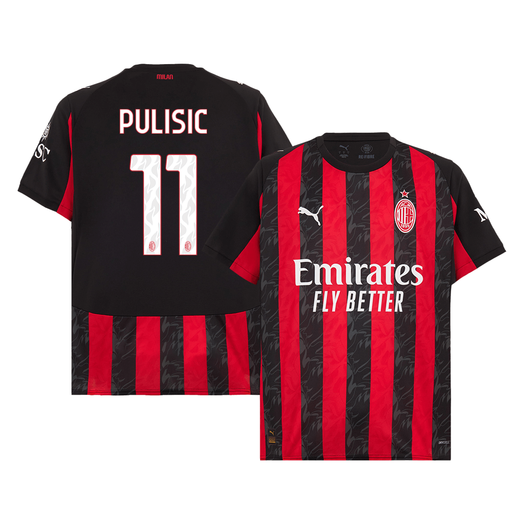 Calidad Premium Camiseta PULISIC #11 AC Milan 2025/26 Primera Equipación -Versión Hincha