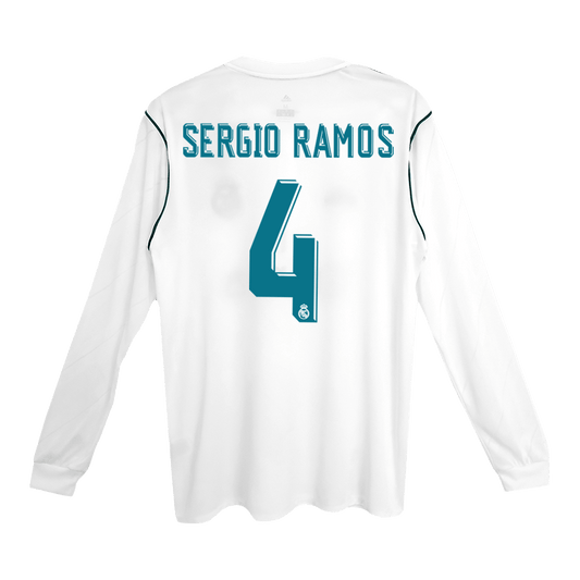 Camiseta Retro 2017/18 SERGIO RAMOS #4 Real Madrid Primera Equipación  Manga Larga