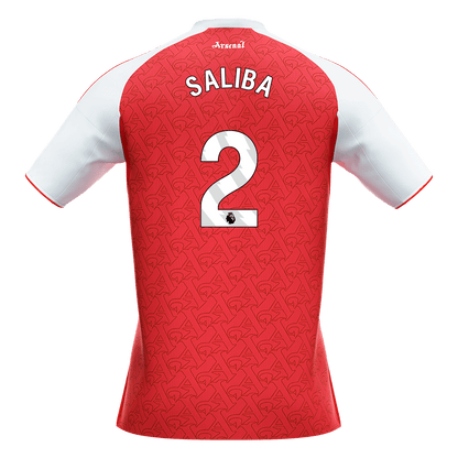 Calidad Premium Camiseta SALIBA #2 Arsenal 2025/26 Primera Equipación -Versión Hincha